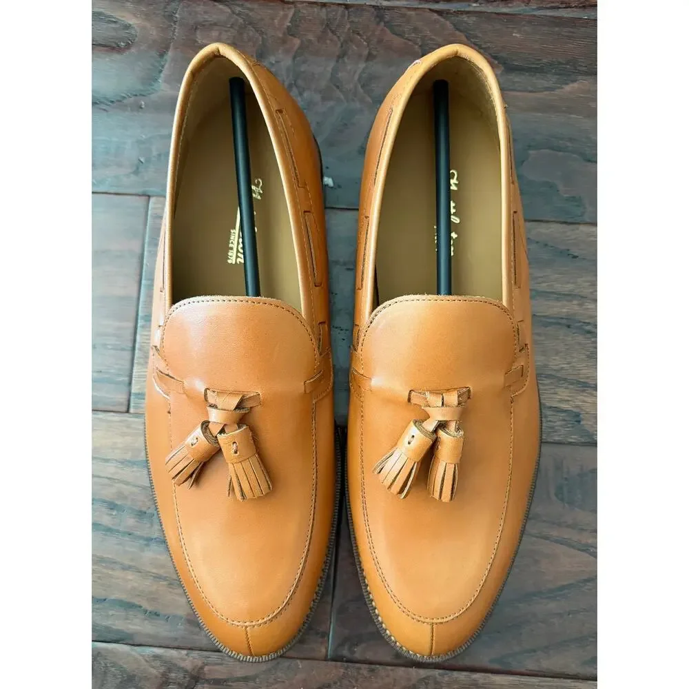 $950 NIB Nettleton Whiskey Leather Timeless Tassel Shoes Slip Ons Loafers 10